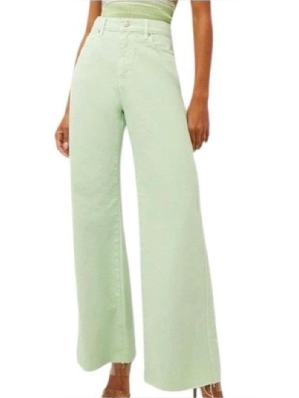 Veronica Beard The Taylor High Rise Wide Leg Jeans Green sz 28